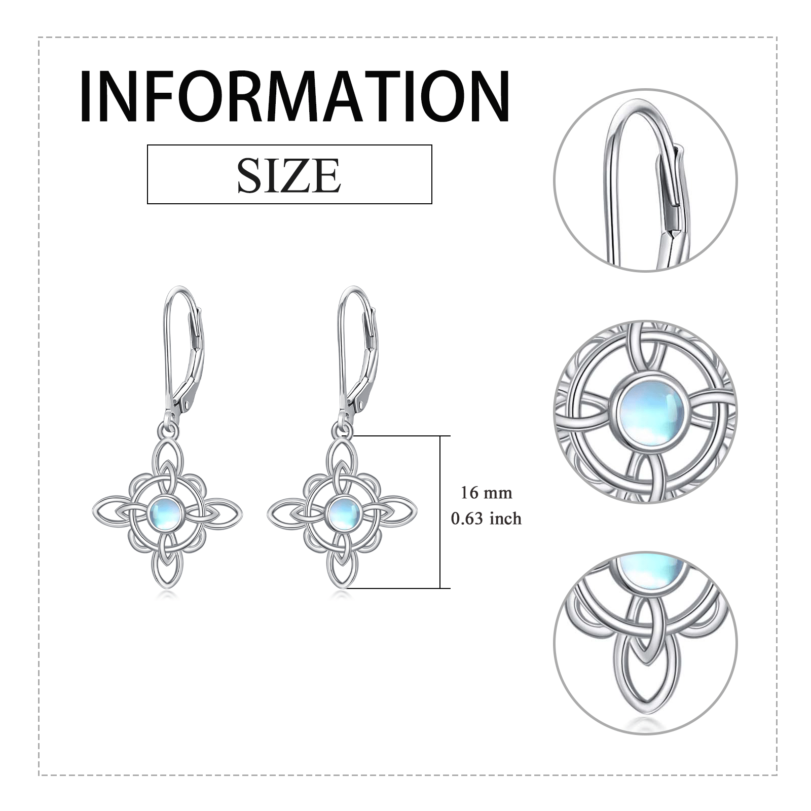 Women's Witches Knot 925 Sterling Silver Dangle Drop Earrings